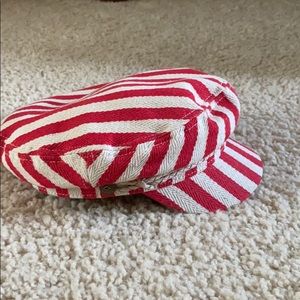Brixton Red and White Strip Fiddler Hat Sz Medium